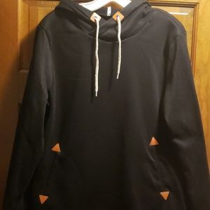 Black hooded sweatshirt with front pocket